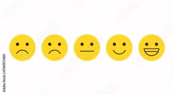 Obraz Customer satisfaction meter with different emoticons isolated on white background