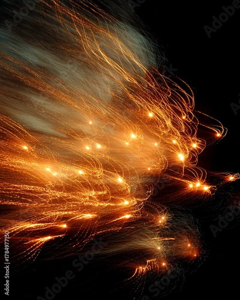 Obraz Abstract Light Trails and Sparkle Effect on a Dark Background