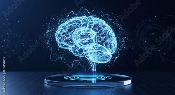 Obraz Artificial intelligence brain with futuristic technology interface and neural network concept