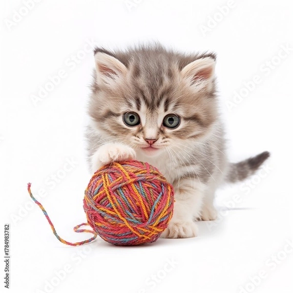 Fototapeta kitten playing with a ball