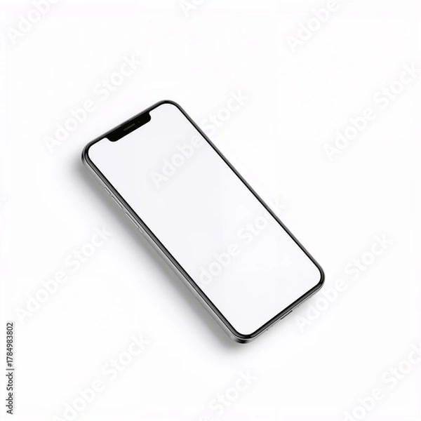 Fototapeta Modern smartphone with blank screen isolated on white background