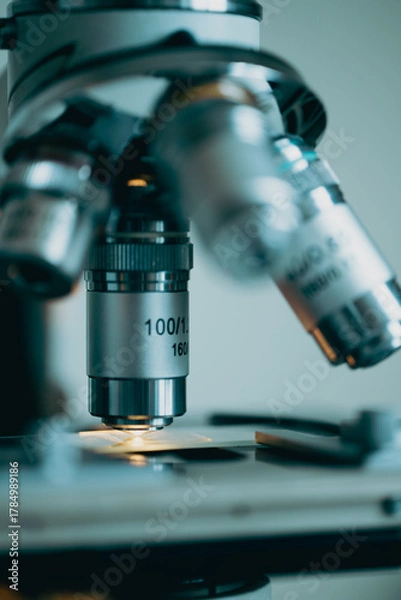 Obraz Precision optical microscope lens close-up