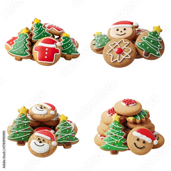 Obraz Gingerbread cookies decorated for Christmas with festive designs  