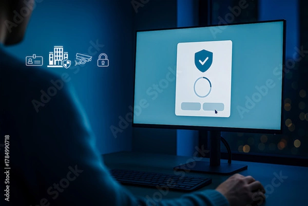 Fototapeta Cybersecurity expert using access control software on a computer