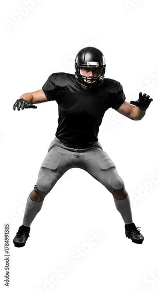 Fototapeta American Football Player in Action Posing Isolated on White Background