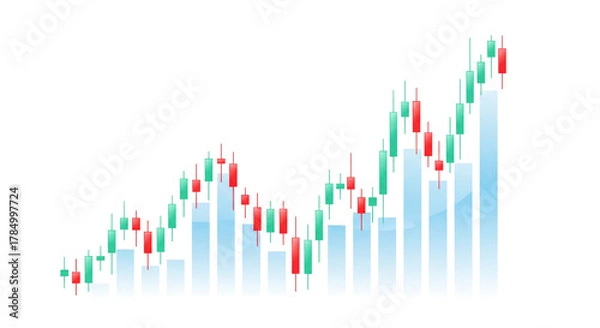 Fototapeta Stock market chart showing an upward trend isolated on transparent background