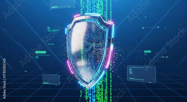 Obraz Cyber security concept digital shield protecting data and network from cyber attack