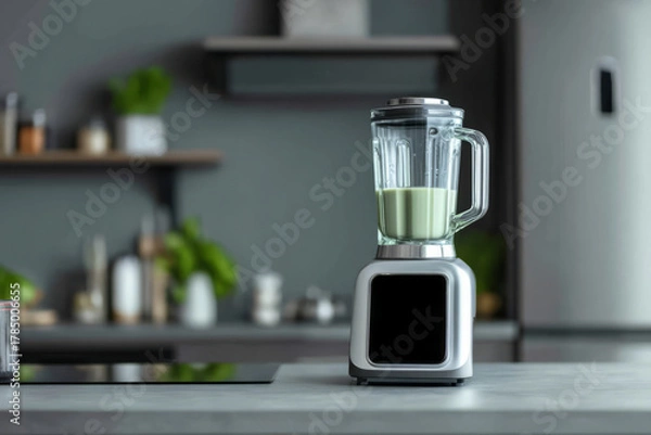 Obraz Electric blender with glass container and control panel on kitchen counter