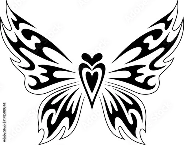 Fototapeta Tribal Butterfly Tattoo Vector Design