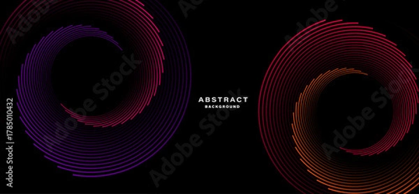 Obraz Dark Abstract Background With Glowing Circular Lines.