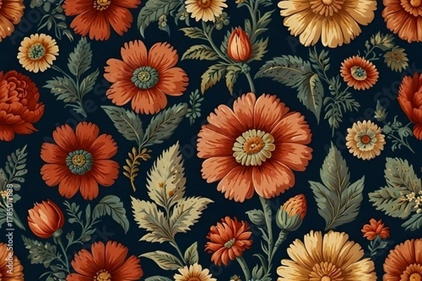 Obraz Vintage floral pattern Generative Ai
