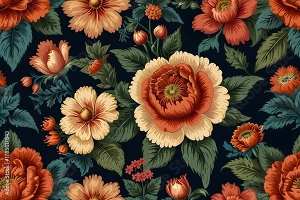 Obraz Vintage floral pattern Generative Ai
