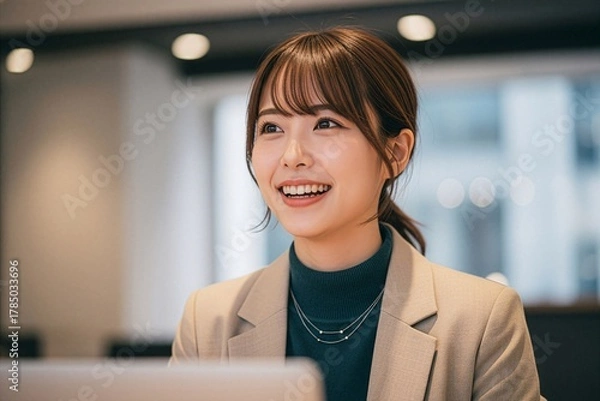 Obraz 仕事中に良いアイデアを閃いた女性