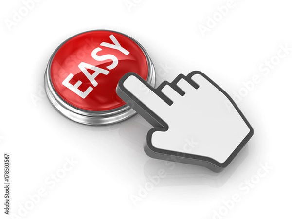 Obraz Easy button with hand cursor