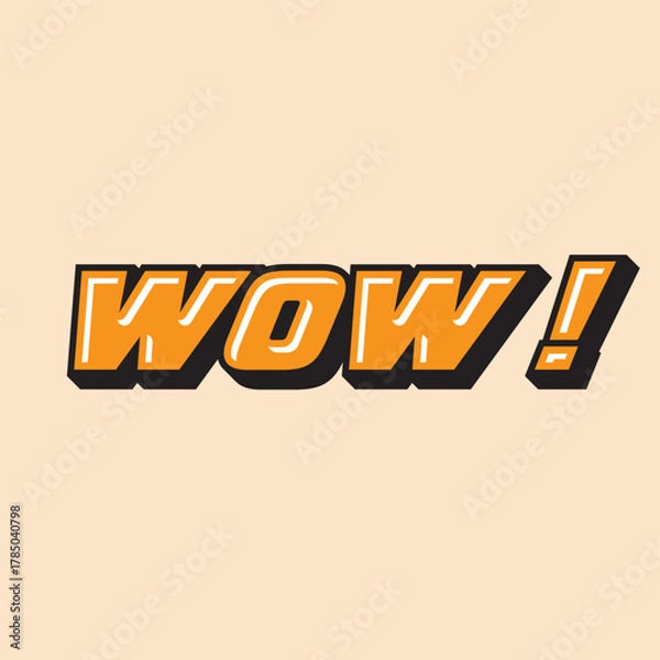 Obraz Wow golden 3D text vector illustration