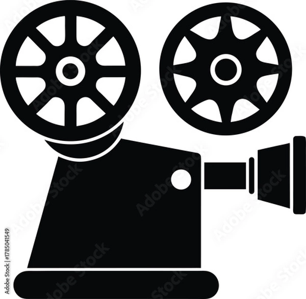 Fototapeta Antique slide projector silhouette vector art illustration