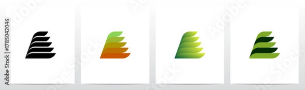 Obraz Leaf Fin Stacked Rectangle Rounded Corners Letter Initial Logo Design A