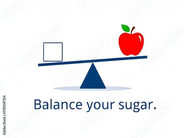 Fototapeta Blood Sugar Balance: Organic Apples vs. Industrial Sugar on the Scale