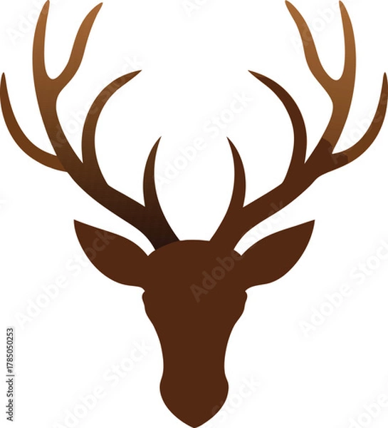 Fototapeta brown reindeer head with large antlers portrait