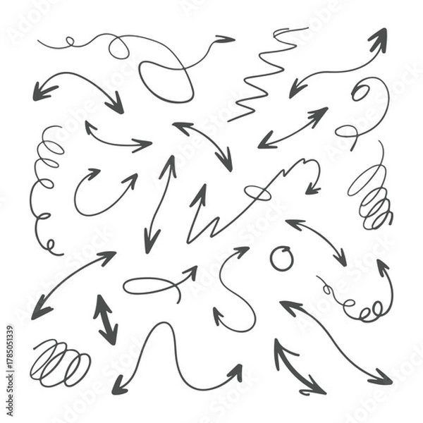 Fototapeta Hand drawn arrows collection, Unique sketch arrows icon
