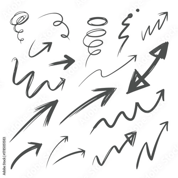Fototapeta Hand drawn arrows collection, Unique sketch arrows icon