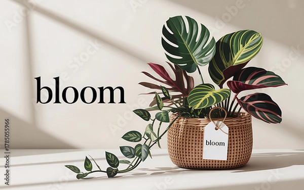 Fototapeta Bloom logo design for plants and natural growth with modern concept and minimalist style for brand identity