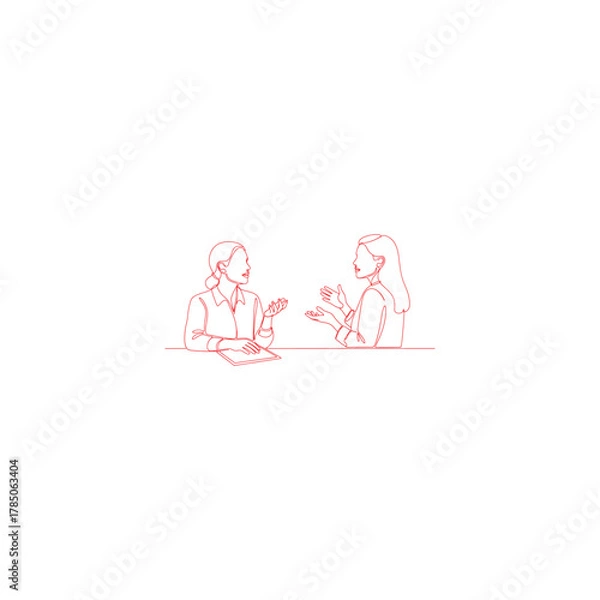 Fototapeta Two women talking to each other isolated on white background