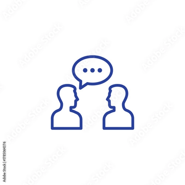 Obraz Two people talking with speech bubble isolated on white background