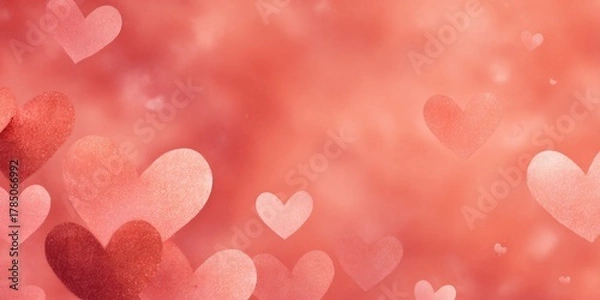 Fototapeta Romantic hearts in soft hues create a warm and inviting background for love-themed celebrations and events