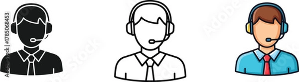 Fototapeta Customer service representative with headset support agent or call center operator