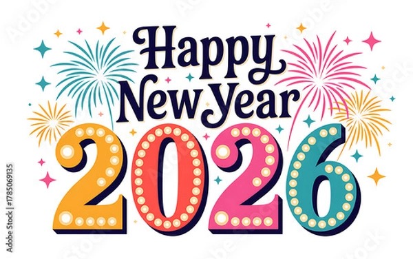 Obraz 2026 happy new year text effect design