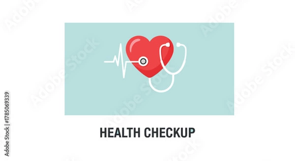 Obraz A vibrant red heart with a stethoscope representing healthcare and wellness silhouette