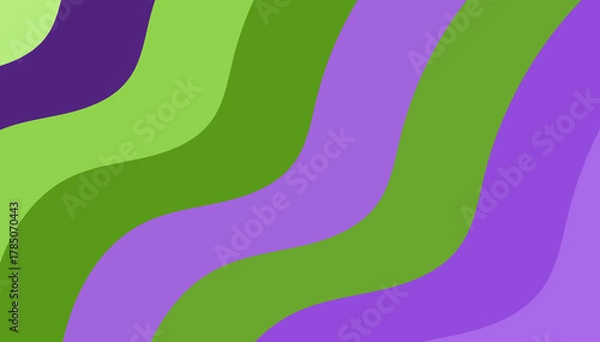 Fototapeta Lime, Green, and Purple Wavy Stripes: An Artistic Organic Abstract Background Pattern (115 Characters)