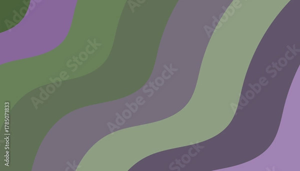 Fototapeta Serene Abstract: Muted Green & Purple Wavy Lines for a Calming Background Texture (112 Characters)