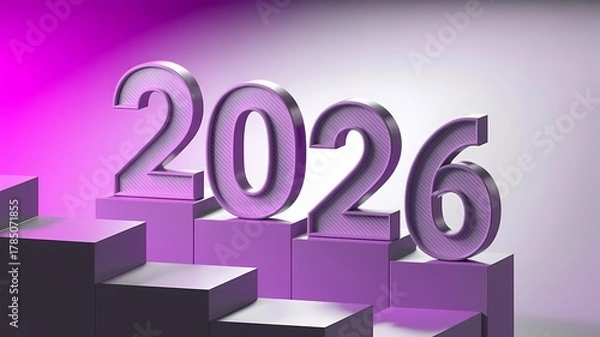 Obraz 2026 purple numbers on stair steps