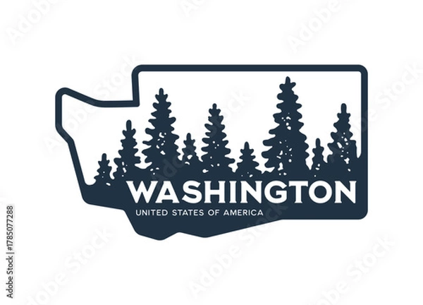 Fototapeta Washington. Hand drawn USA state name silhouette on white background. Modern typography for t shirt prints, posters, stickers, cards, souvenirs. Vector vintage illustration.