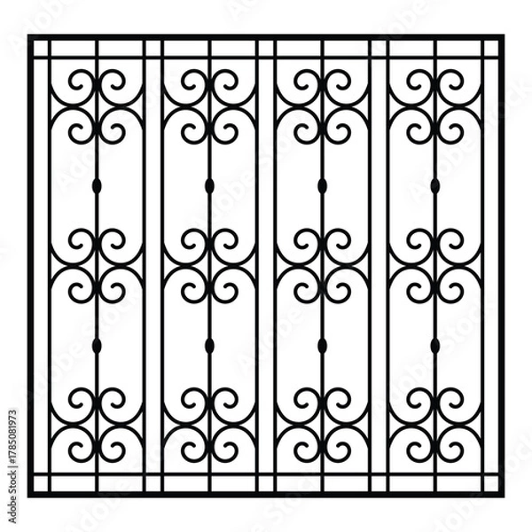 Obraz Classic Ornamental Scroll Pattern Vector Window Grill Design