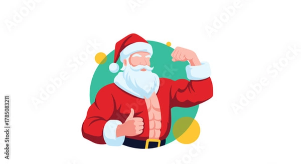 Obraz Santa Claus flexes his muscles showing he is strong and fit for the holiday season.