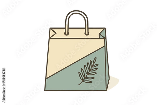 Obraz Simple paper shopping bag with botanical leaf design