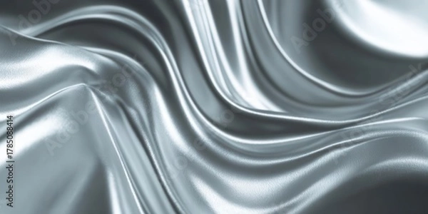 Fototapeta Elegant Silver Fabric Drapes, Smooth Texture Background
