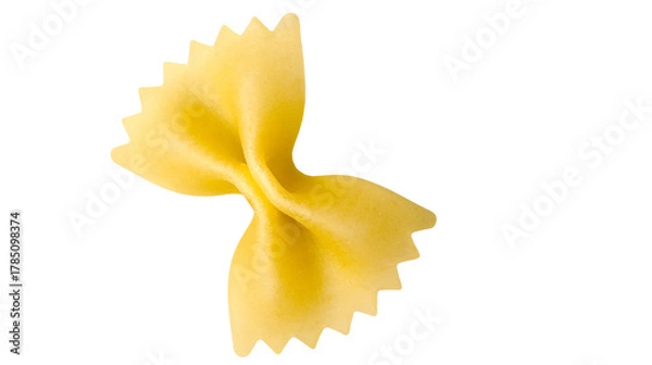 Fototapeta Single uncooked farfalle pasta piece showing detailed texture and classic bow-tie shape for food design and cooking concepts, isolated on transparent background, PNG