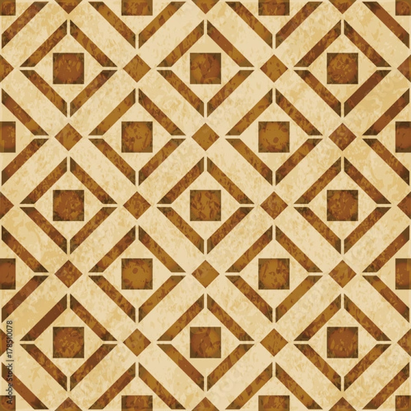 Fototapeta Retro brown watercolor texture grunge seamless background geometry square check cross