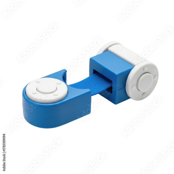 Fototapeta Blue and white mechanical component with rotating parts isolated on transparent background