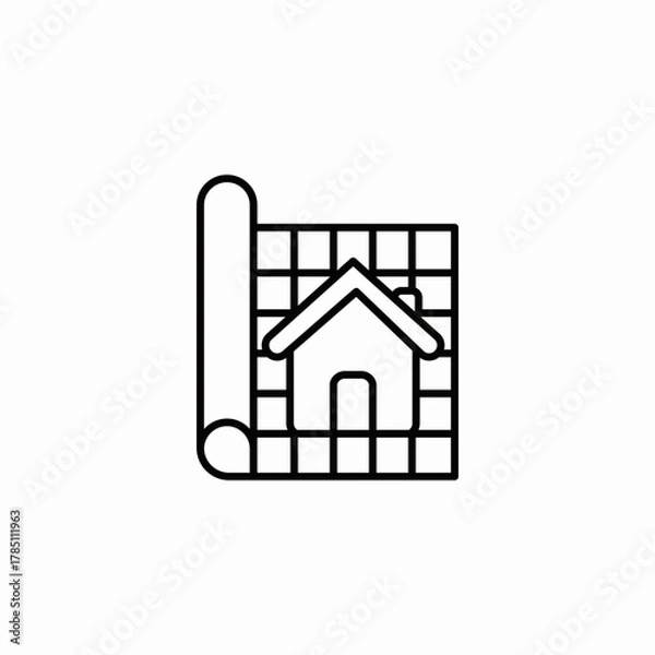 Obraz blueprint house design icon sign vector