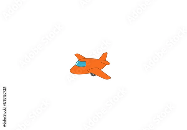 Obraz Vector illustration of a cartoon orange airplane on a white background