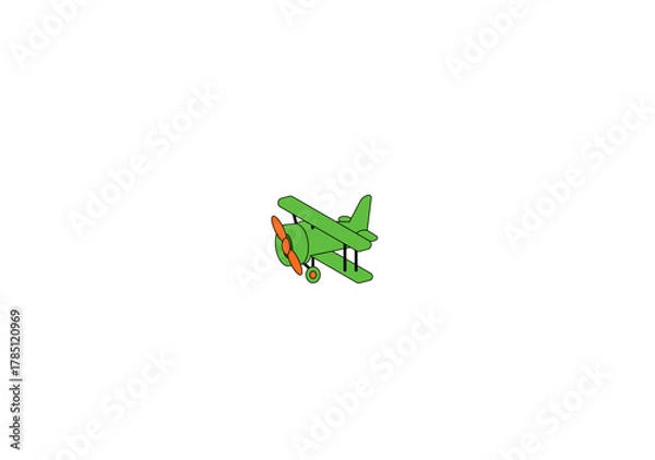 Obraz Vector illustration of a cartoon orange airplane on a white background	