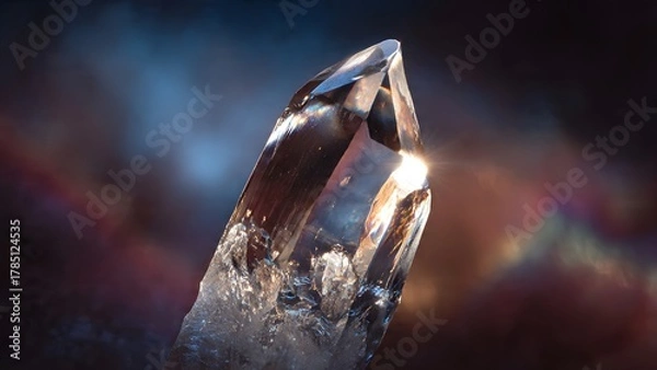 Fototapeta Prismatic Radiance: A Close-Up of a Sparkling Quartz Crystal Refracting Light