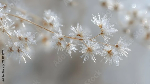 Fototapeta Sparkling Winter Frost on Delicate Plant