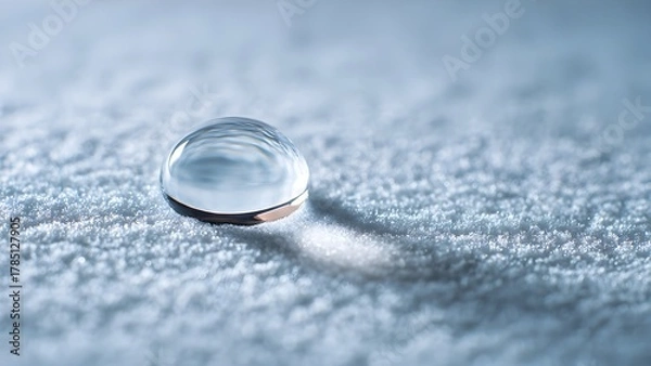 Fototapeta Perfect Purity: A Reflective Water Droplet on a Shimmering Micro-Textured Surface
