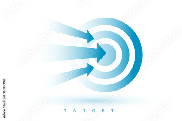 Obraz Target with blue arrows hitting bullseye